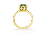 Yellow gold Fancy Green Cushion Cut Diamond Halo Pave Band with Four-Prong Setting_6