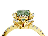 Yellow gold Fancy Green Cushion Cut Diamond Halo Pave Band with Four-Prong Setting_7