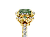 Yellow gold Fancy Green Cushion Cut Diamond Halo Pave Band with Four-Prong Setting_8