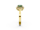 Yellow gold Fancy Green Cushion  Cut Diamond Halo Ring with Round Brilliant Halo and Solitaire Band_89