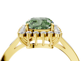 Yellow gold Fancy Green Cushion  Cut Diamond Halo Ring with Round Brilliant Halo and Solitaire Band_91