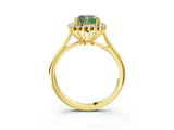 Yellow gold Fancy Green Cushion  Cut Diamond Halo Ring with Solitaire Band and Prong Setting_56