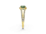 Yellow gold Fancy Green Cushion Cut Diamond Halo Split Shank Engagement Ring_41