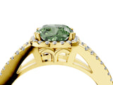 Yellow gold Fancy Green Cushion Cut Diamond Halo Split Shank Engagement Ring_43