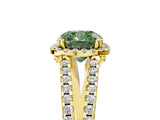 Yellow gold Fancy Green Cushion Cut Diamond Halo Split Shank Engagement Ring_44