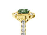 Yellow gold Fancy Green Cushion  Cut Diamond Milgrain Floral Halo Engagement Ring with Pavé Band_20