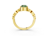 Yellow gold Fancy Green Cushion  Cut Diamond Milgrain Marquise Band with Prong Setting_6