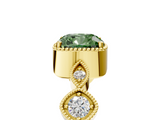 Yellow gold Fancy Green Cushion  Cut Diamond Milgrain Marquise Band with Prong Setting_8