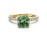 Yellow gold Fancy Green Cushion  Cut Diamond Pavé Band Ring with Four-Prong Setting_41