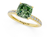 Yellow gold Fancy Green Cushion  Cut Diamond Pavé Band Ring with Four-Prong Setting_42