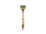 Yellow gold Fancy Green Cushion  Cut Diamond Pavé Band Ring with Four-Prong Setting_43