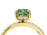 Yellow gold Fancy Green Cushion  Cut Diamond Pavé Band Ring with Four-Prong Setting_45