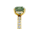 Yellow gold Fancy Green Cushion  Cut Diamond Pavé Band Ring with Four-Prong Setting_46