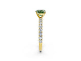 Yellow gold Fancy Green Cushion Cut Diamond Pavé Band Solitaire Ring with Prong Setting_90