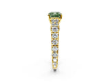 Yellow gold Fancy Green Cushion  Cut Diamond Pavé Band Solitaire with Four-Prong Setting_17