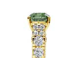 Yellow gold Fancy Green Cushion  Cut Diamond Pavé Band Solitaire with Four-Prong Setting_20