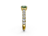 Yellow gold Fancy Green Cushion  Cut Diamond Pavé Band Solitaire with Four-Prong Setting_5