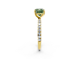 Yellow gold Fancy Green Cushion  Cut Diamond Pavé Band Solitaire with Four-Prong Setting_5