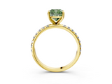Yellow gold Fancy Green Cushion  Cut Diamond Pavé Band Solitaire with Four-Prong Setting_6