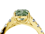 Yellow gold Fancy Green Cushion  Cut Diamond Pavé Band Solitaire with Four-Prong Setting_7