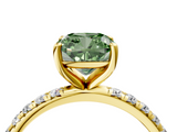 Yellow gold Fancy Green Cushion  Cut Diamond Pavé Band Solitaire with Four-Prong Setting_7