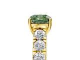 Yellow gold Fancy Green Cushion  Cut Diamond Pavé Band Solitaire with Four-Prong Setting_8