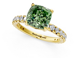 Yellow gold Fancy Green Cushion  Cut Diamond Pavé Band with Four-Prong Setting_21