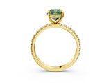 Yellow gold Fancy Green Cushion  Cut Diamond Pavé Band with Four-Prong Setting_23
