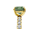 Yellow gold Fancy Green Cushion  Cut Diamond Pavé Band with Four-Prong Setting_25