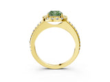 Yellow gold Fancy Green Cushion Cut Diamond Pavé Halo Ring with Four-Prong Setting_39