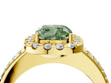 Yellow gold Fancy Green Cushion Cut Diamond Pavé Halo Ring with Four-Prong Setting_40