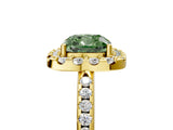 Yellow gold Fancy Green Cushion Cut Diamond Pavé Halo Ring with Four-Prong Setting_41