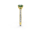Yellow gold Fancy Green Cushion Cut Diamond Pavé Solitaire Engagement Ring with Four-Prong Setting_73