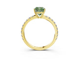 Yellow gold Fancy Green Cushion Cut Diamond Pavé Solitaire Engagement Ring with Four-Prong Setting_74