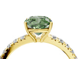 Yellow gold Fancy Green Cushion Cut Diamond Pavé Solitaire Engagement Ring with Four-Prong Setting_75