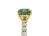 Yellow gold Fancy Green Cushion Cut Diamond Pavé Solitaire Engagement Ring with Four-Prong Setting_76