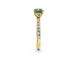 Yellow gold Fancy Green Cushion Cut Diamond Pave Band Solitaire Ring with Four-Prong Setting_60