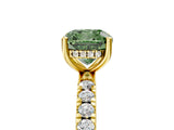 Yellow gold Fancy Green Cushion Cut Diamond Pave Band Solitaire Ring with Four-Prong Setting_63