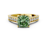 Yellow gold Fancy Green Cushion  Cut Diamond Pave Band with Four-Prong Setting_20