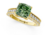 Yellow gold Fancy Green Cushion  Cut Diamond Pave Band with Four-Prong Setting_21