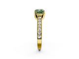 Yellow gold Fancy Green Cushion  Cut Diamond Pave Band with Four-Prong Setting_22