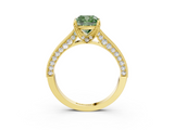 Yellow gold Fancy Green Cushion  Cut Diamond Pave Band with Four-Prong Setting_23