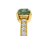 Yellow gold Fancy Green Cushion  Cut Diamond Pave Band with Four-Prong Setting_25
