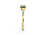 Yellow gold Fancy Green Cushion  Cut Diamond Ring with Baguette Side Stones, Channel Set Band, and Four-Prong Setting_26