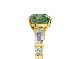 Yellow gold Fancy Green Cushion  Cut Diamond Ring with Baguette Side Stones, Channel Set Band, and Four-Prong Setting_29
