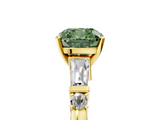 Yellow gold Fancy Green Cushion  Cut Diamond Ring with Baguette Side Stones, Channel Set Band, and Four-Prong Setting_8