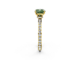 Yellow gold Fancy Green Cushion  Cut Diamond Ring with Pavé Band and Four-Prong Setting_77