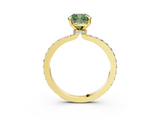 Yellow gold Fancy Green Cushion  Cut Diamond Ring with Pavé Band and Four-Prong Setting_78