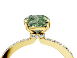 Yellow gold Fancy Green Cushion  Cut Diamond Ring with Pavé Band and Four-Prong Setting_79