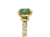 Yellow gold Fancy Green Cushion  Cut Diamond Ring with Pavé Band and Four-Prong Setting_80